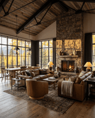 living room furniture modern mountain chair Hello Norden - Eeva Leather Swivel Chair, styled in a modern rustic room