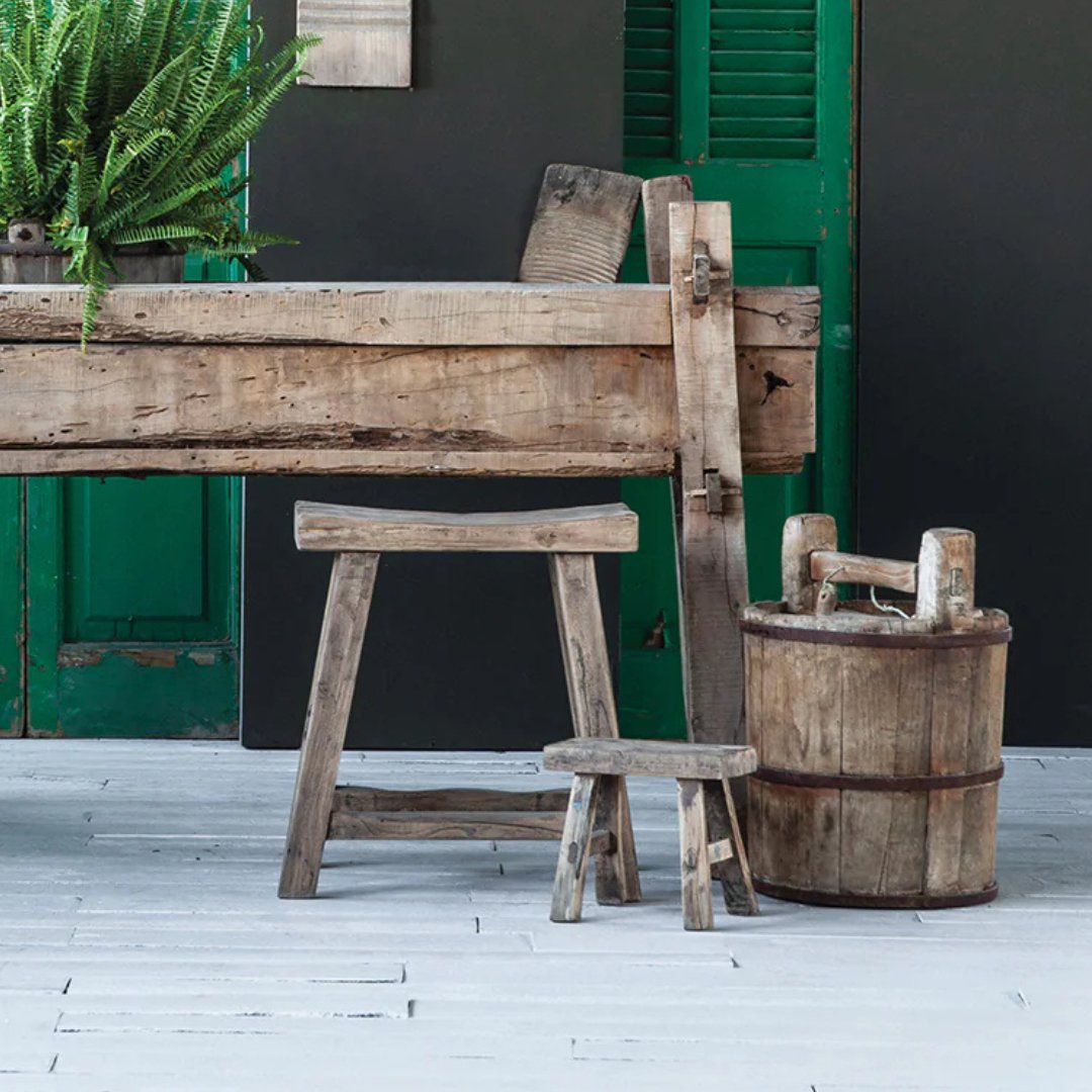 Karmina Reclaimed Wood Stool - Stools & Benches - Hello Norden
