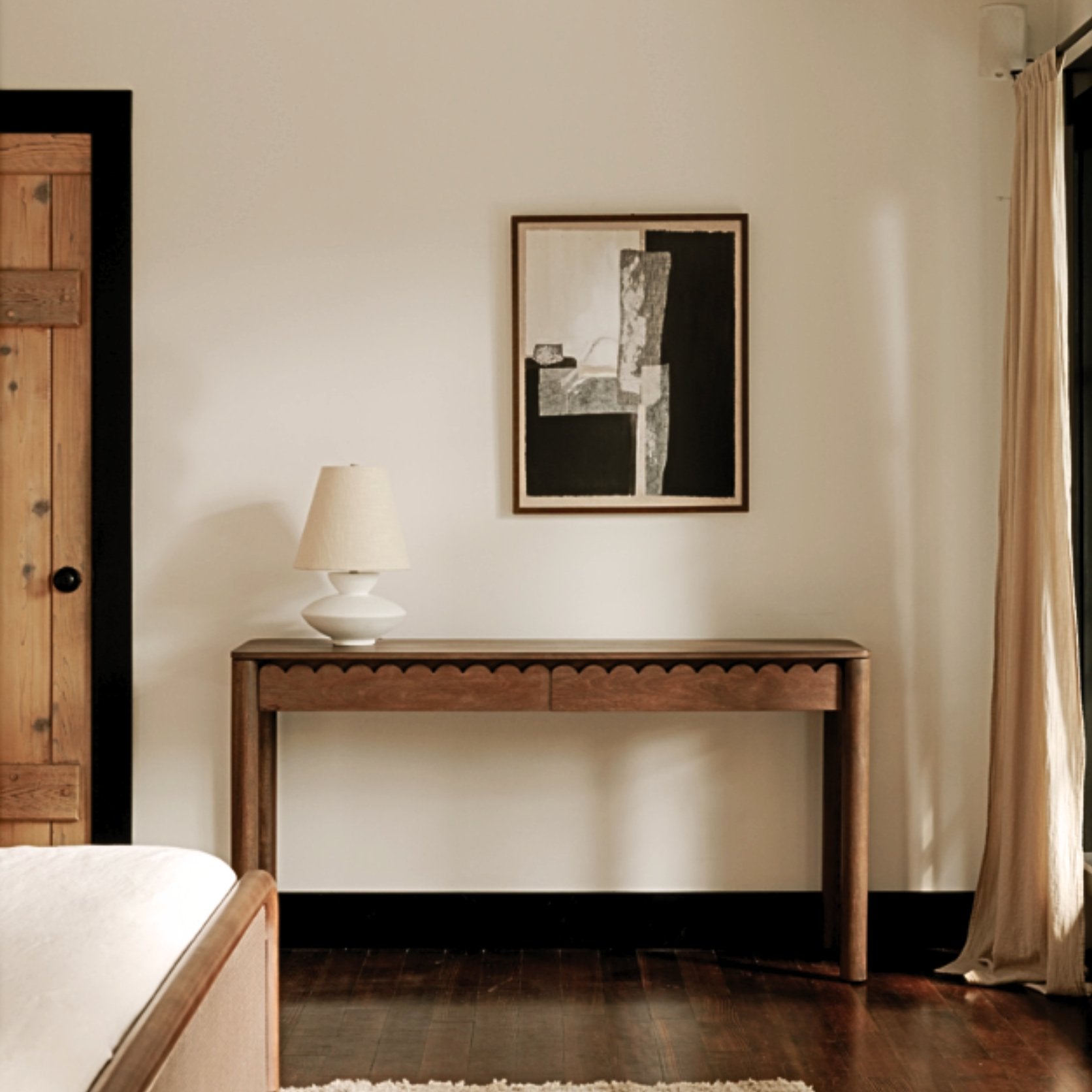 Sadie scalloped drawer modern sofa table