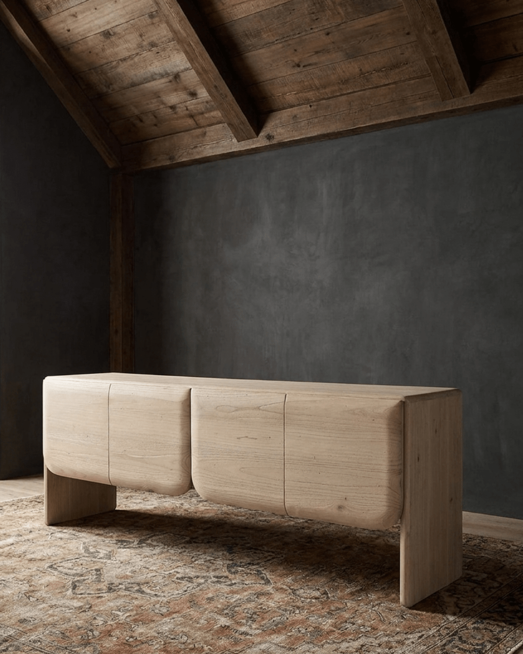 Kasper Curved Wood Sideboard - Cabinets & Storage - Hello Norden