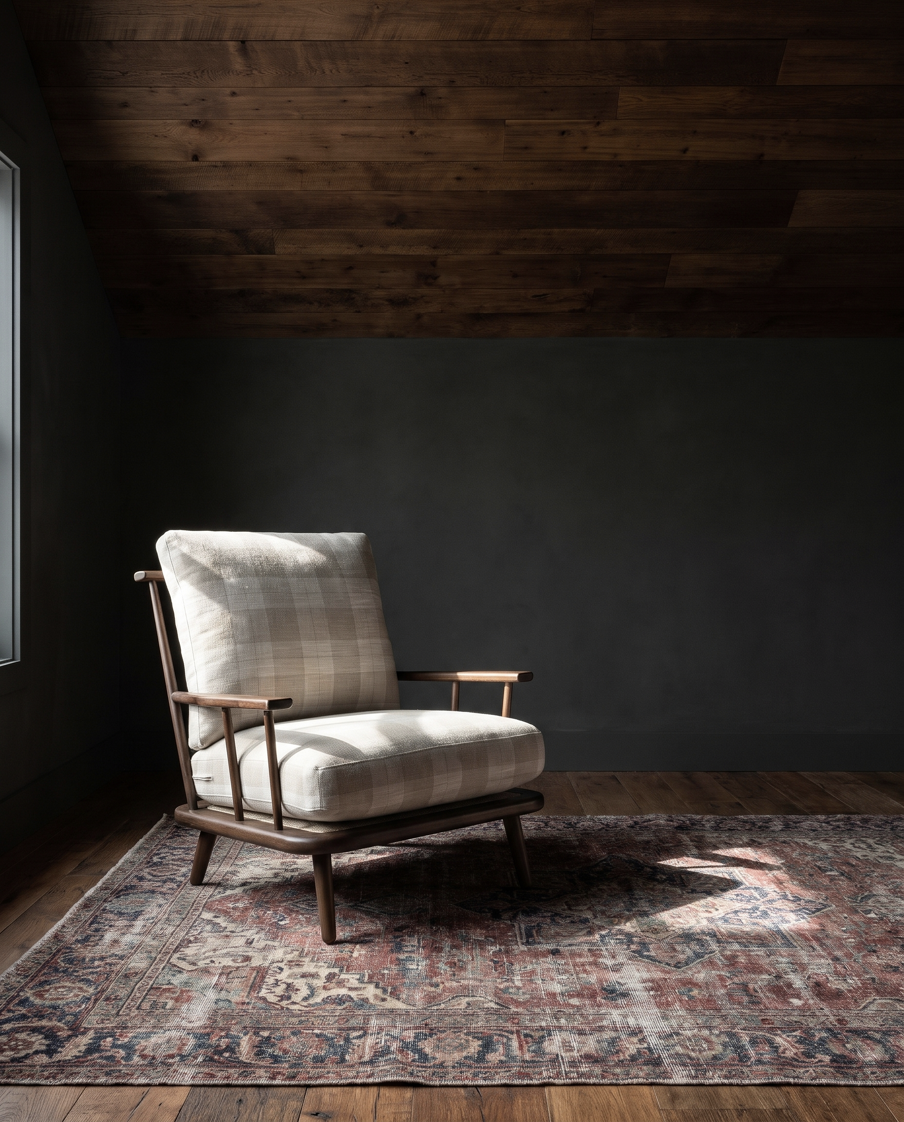 living room furniture modern mountain upholstery: 77% polyester 23% rayon lounge chair Hello Norden - Sturla Accent Chair, styled in a modern rustic room
