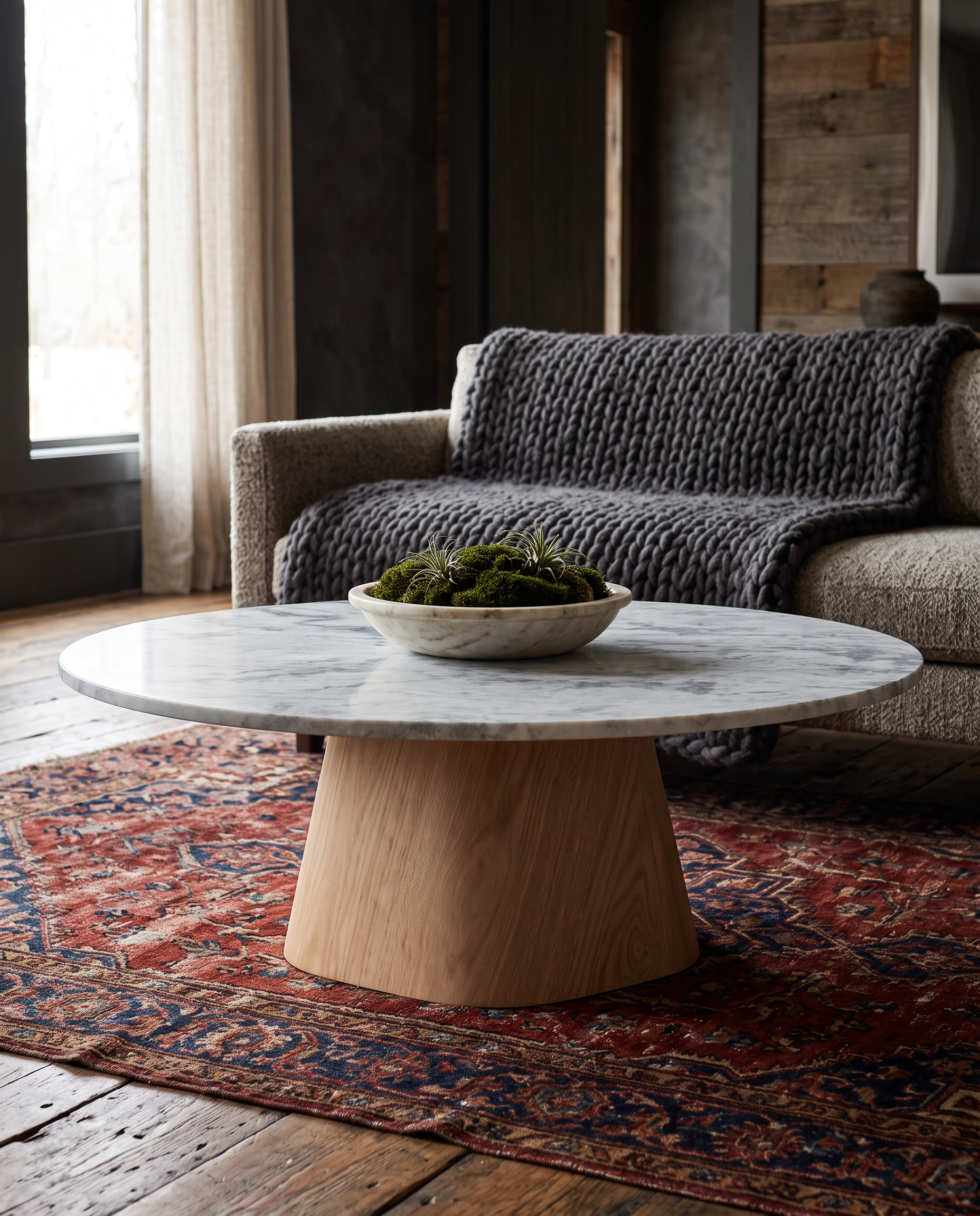 living room furniture modern mountain coffee table Hello Norden - Lynnea Coffee Table, styled in a modern rustic room