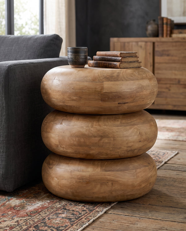 living room furniture modern mountain mango wood side table Hello Norden - Magnhild Side Table, styled in a modern rustic room