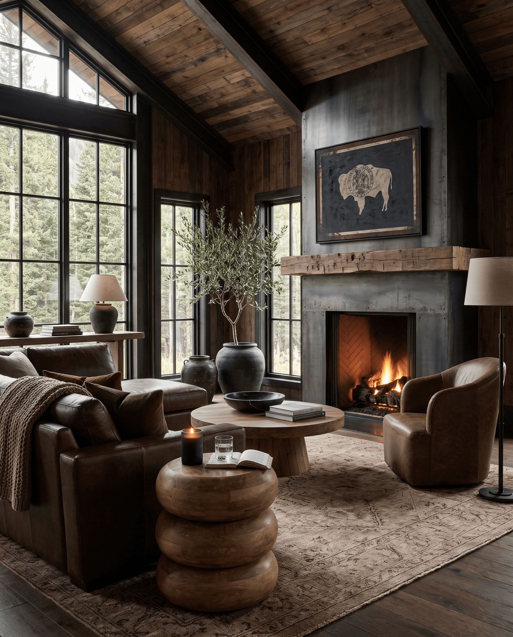living room furniture modern mountain side table Hello Norden - Magnhild Side Table, styled in a modern rustic room