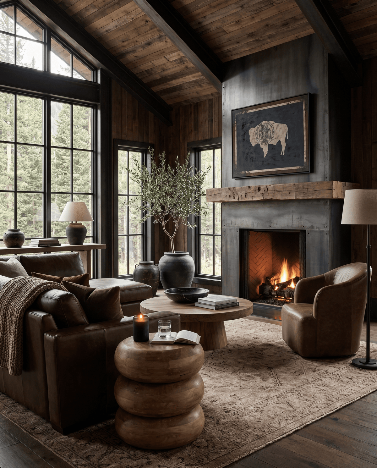 living room furniture modern mountain side table Hello Norden - Magnhild Side Table, styled in a modern rustic room
