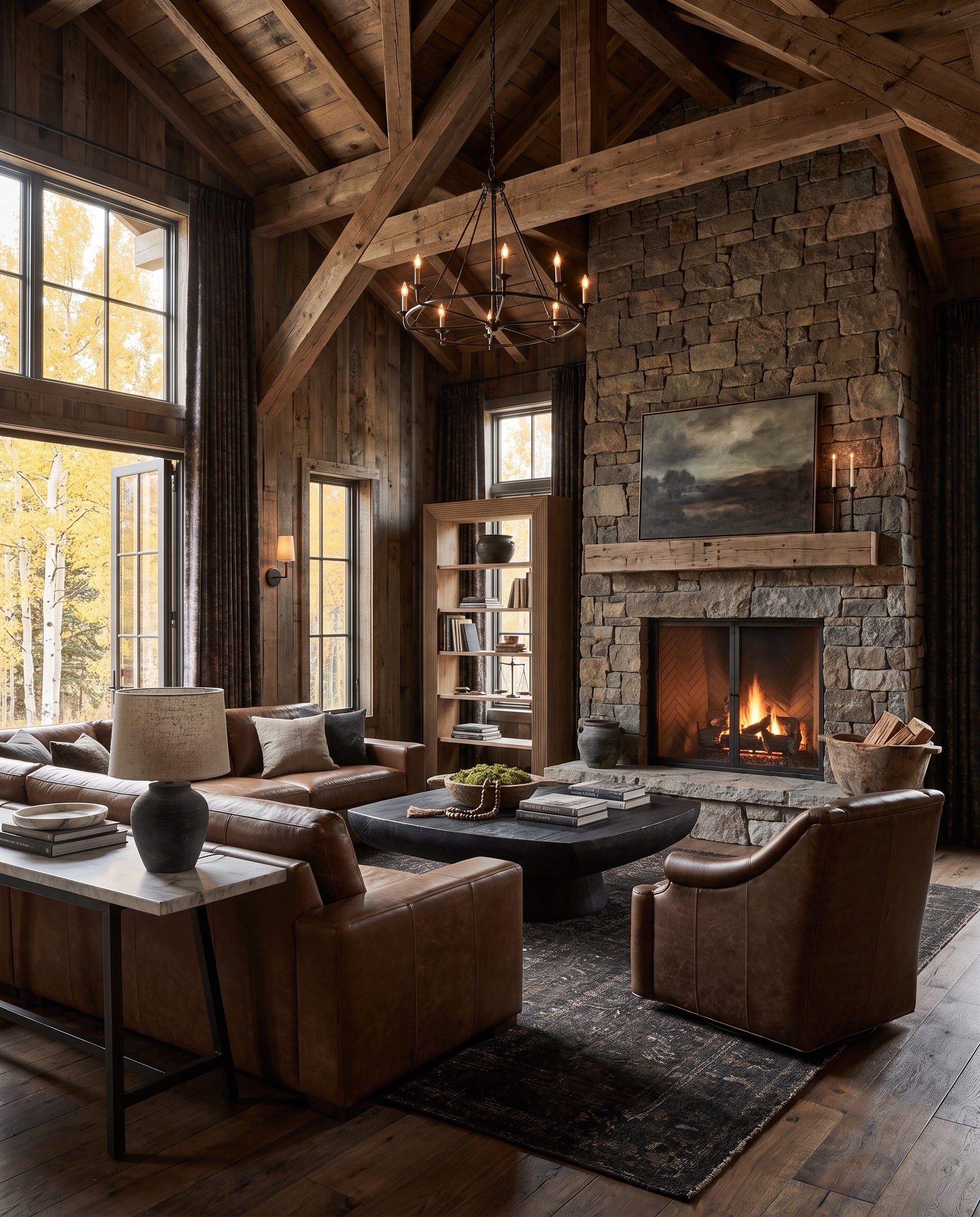 modern mountain Maxim Sectional (98-120" | multiple sizes) Hello Norden, shown in a rustic modern room
