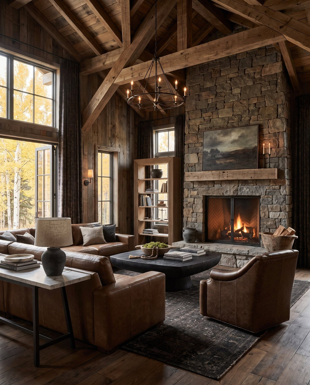 modern mountain Maxim Sectional (98-120" | multiple sizes) Hello Norden, shown in a rustic modern room