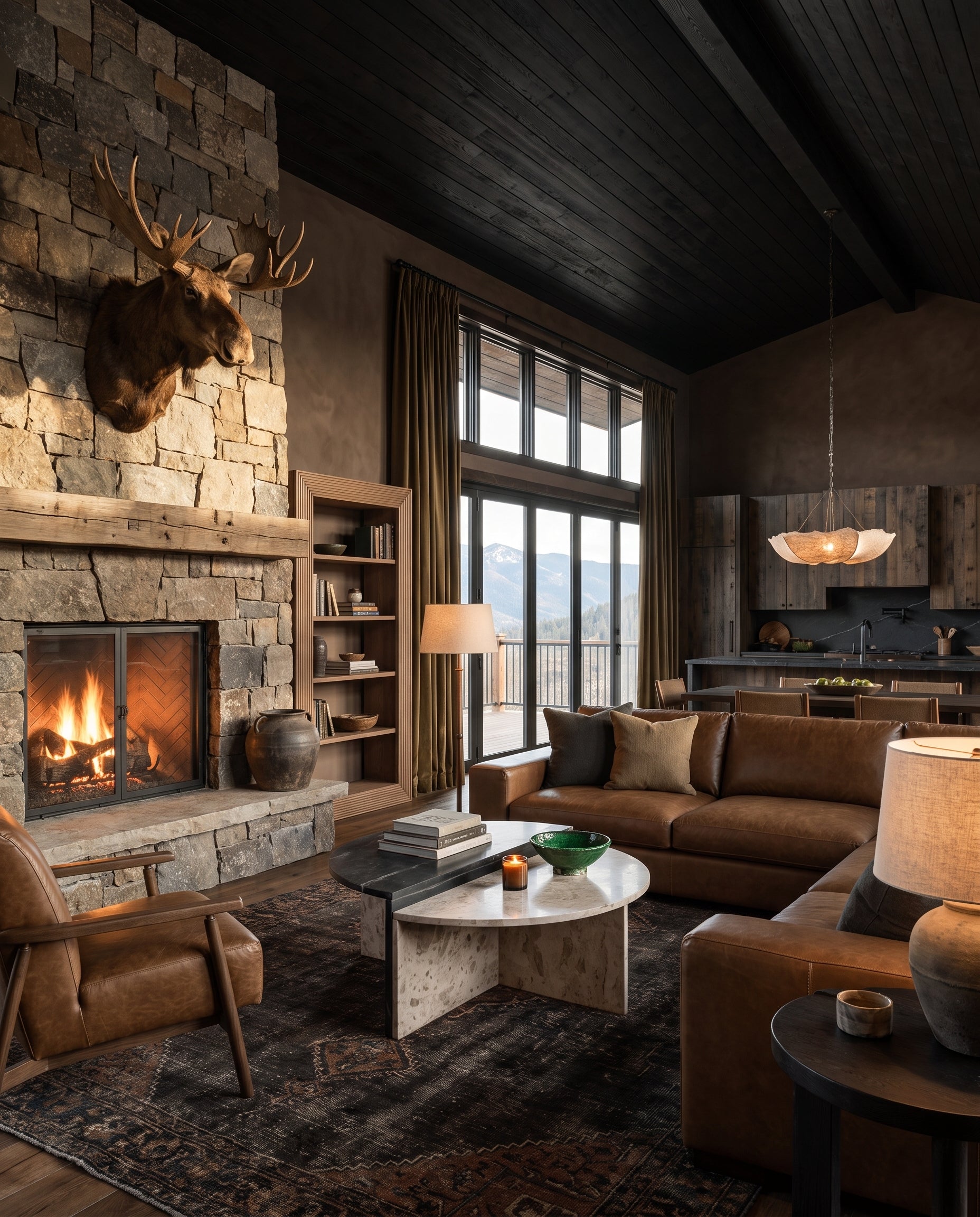 modern mountain Maxim Sectional (98-120" | multiple sizes) Hello Norden, shown in a rustic modern room