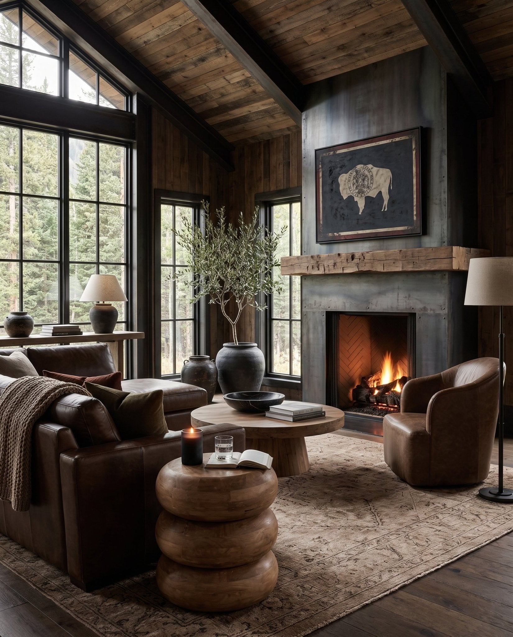 modern mountain Maxim Sofa w/ Chaise (98-176" | multiple sizes) Hello Norden, shown in a rustic modern room