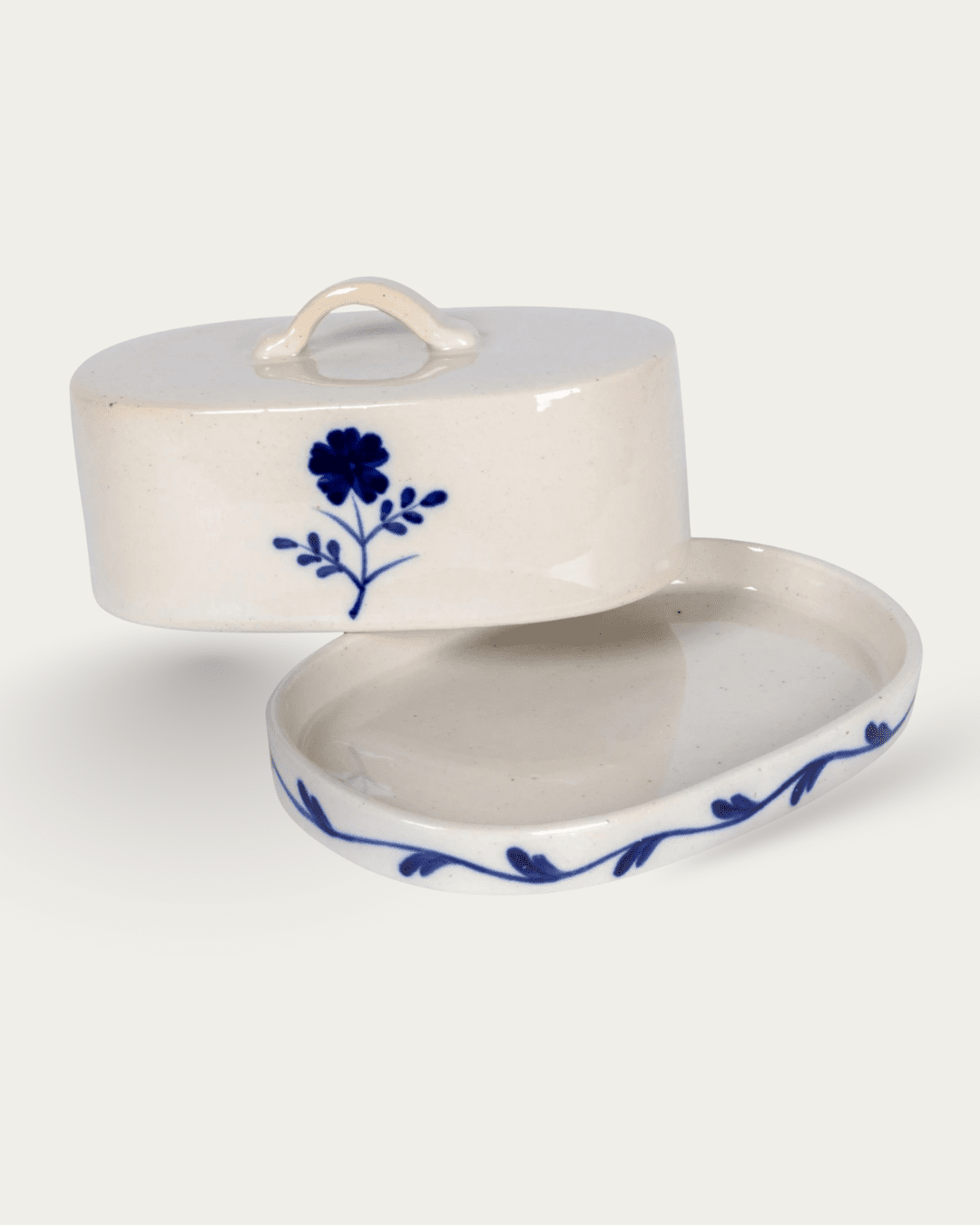 Milja Hand - Painted Stoneware Butter Dish - Kitchen & Dining - Hello Norden