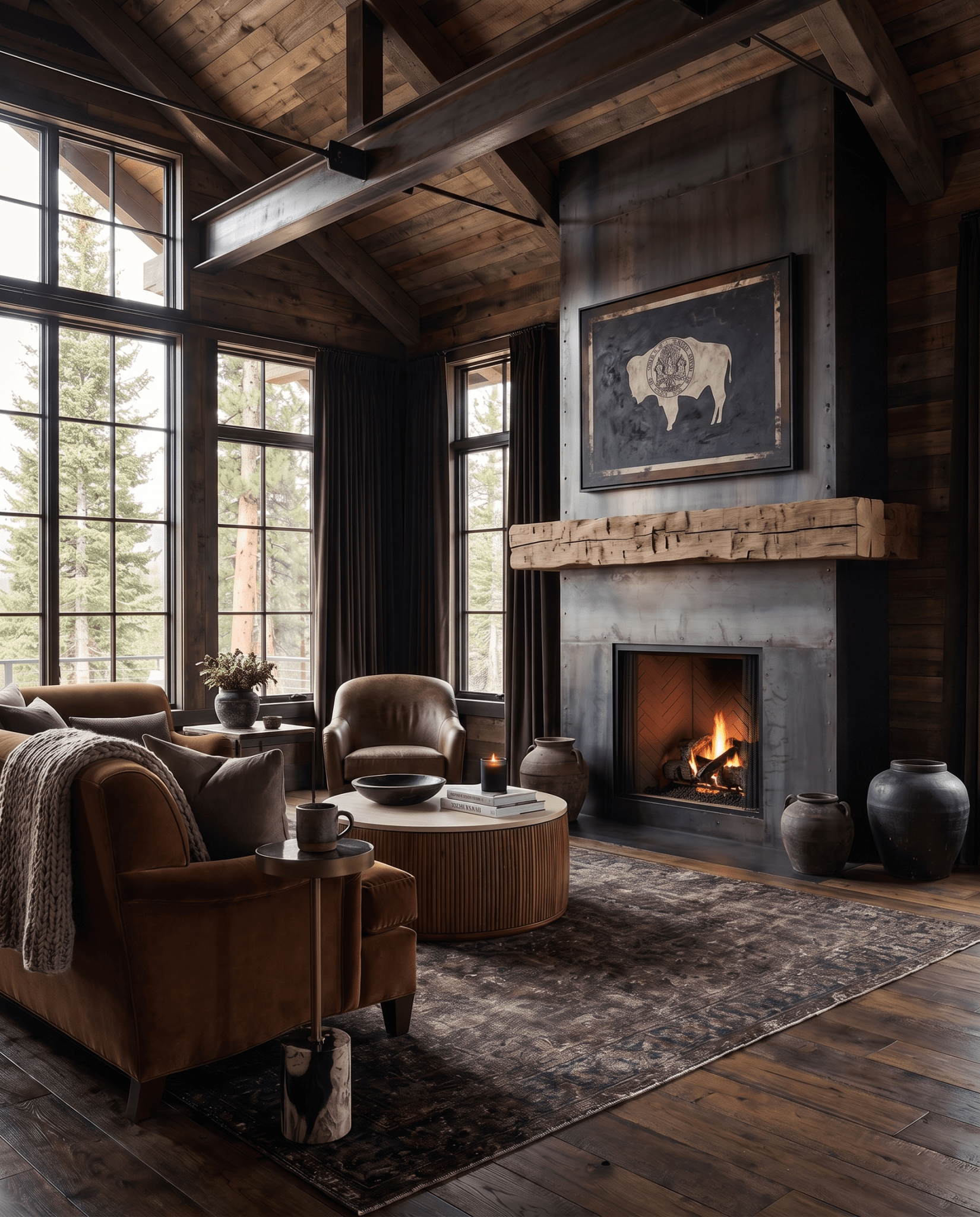 living room furniture modern mountain side table Hello Norden - Morten Side Table, styled in a modern rustic room