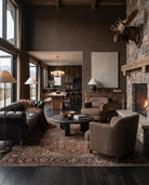 modern mountain Norden Chesterfield Sofa Hello Norden, shown in a rustic modern room