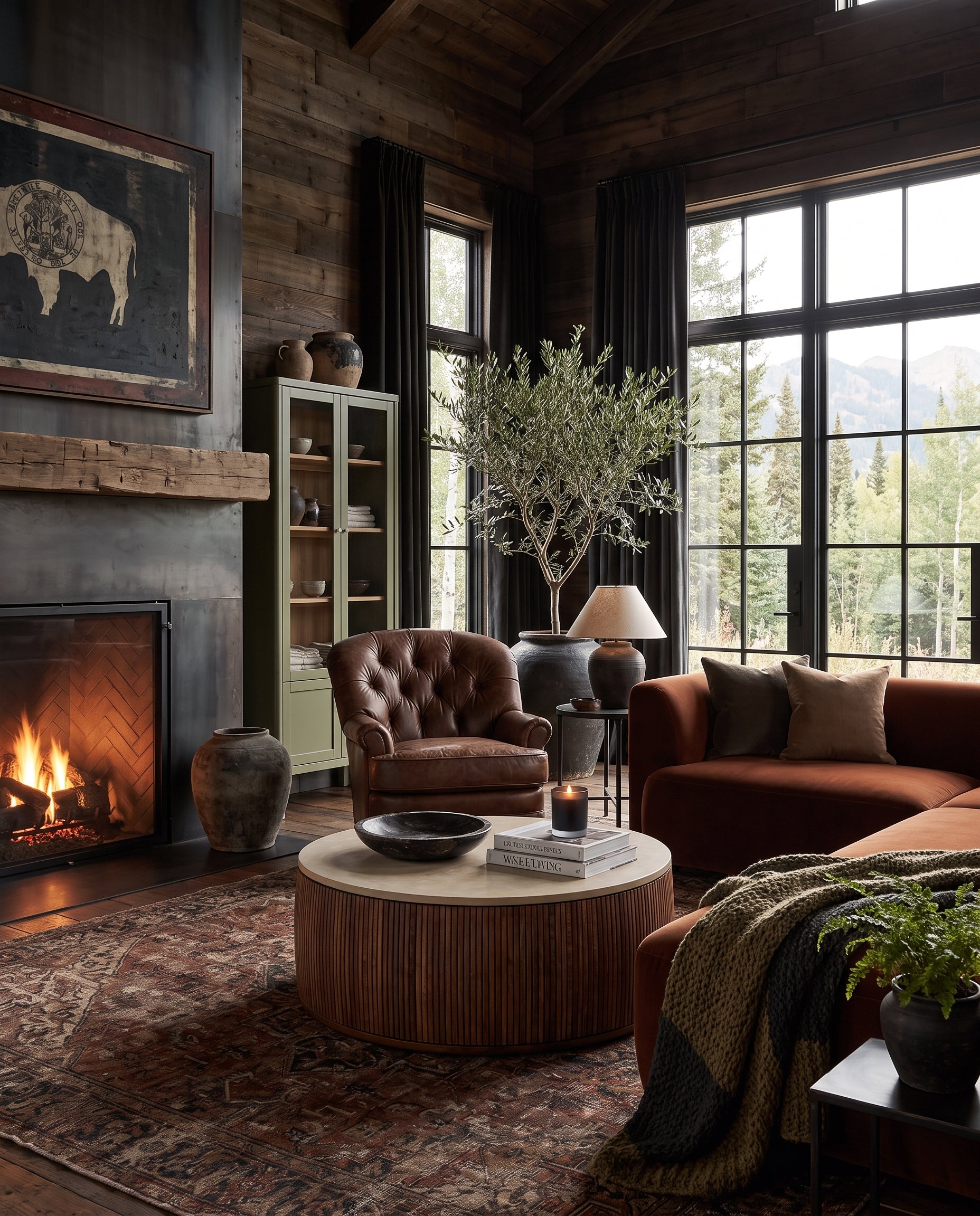 modern mountain Ottar Coffee Table Hello Norden, shown in a rustic modern room