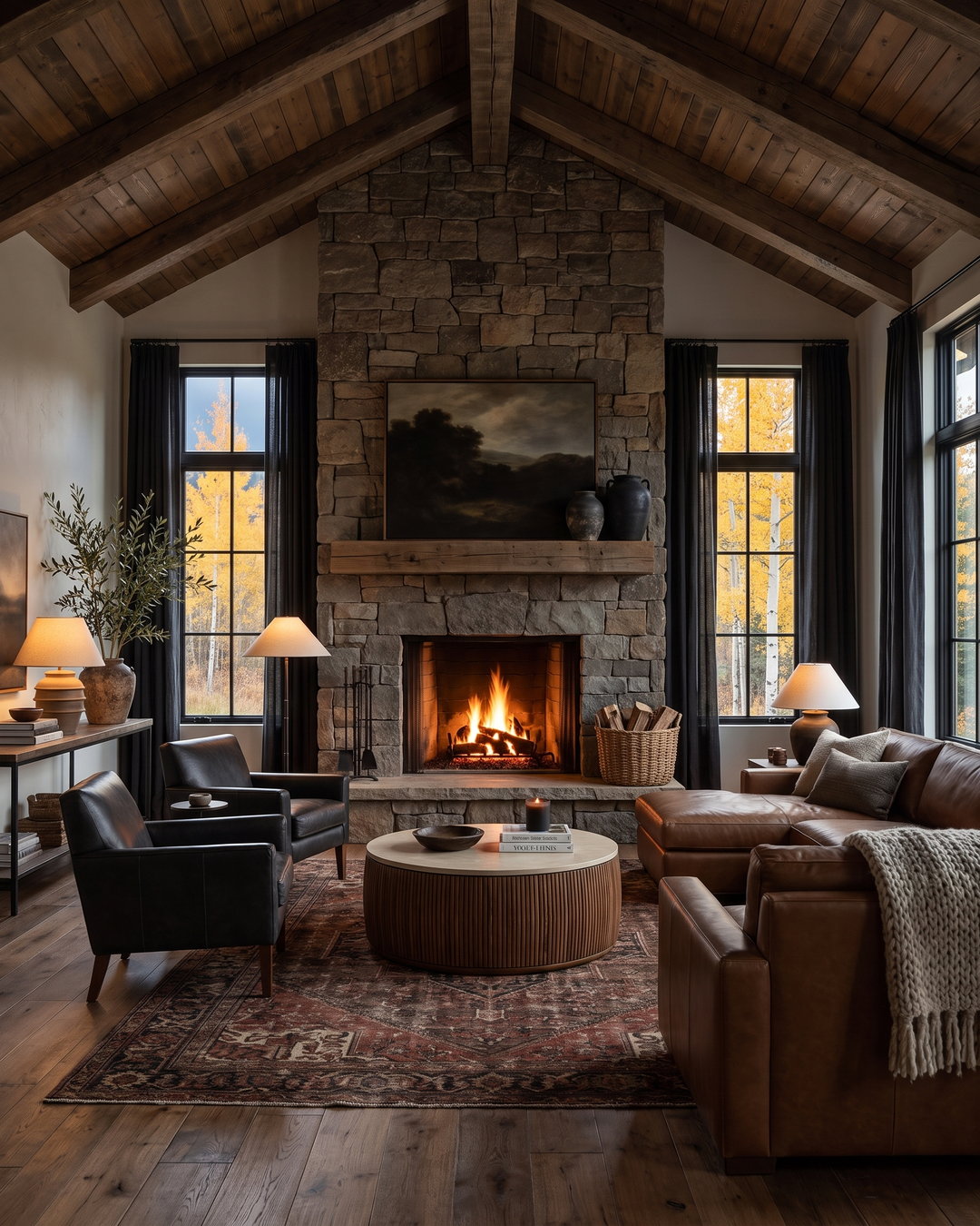 modern mountain Ottar Coffee Table Hello Norden, shown in a rustic modern room