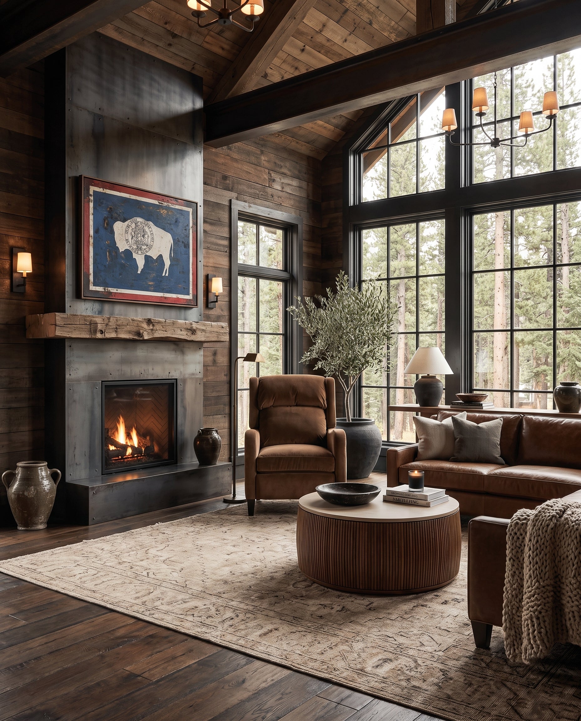 modern mountain Ottar Coffee Table Hello Norden, shown in a rustic modern room