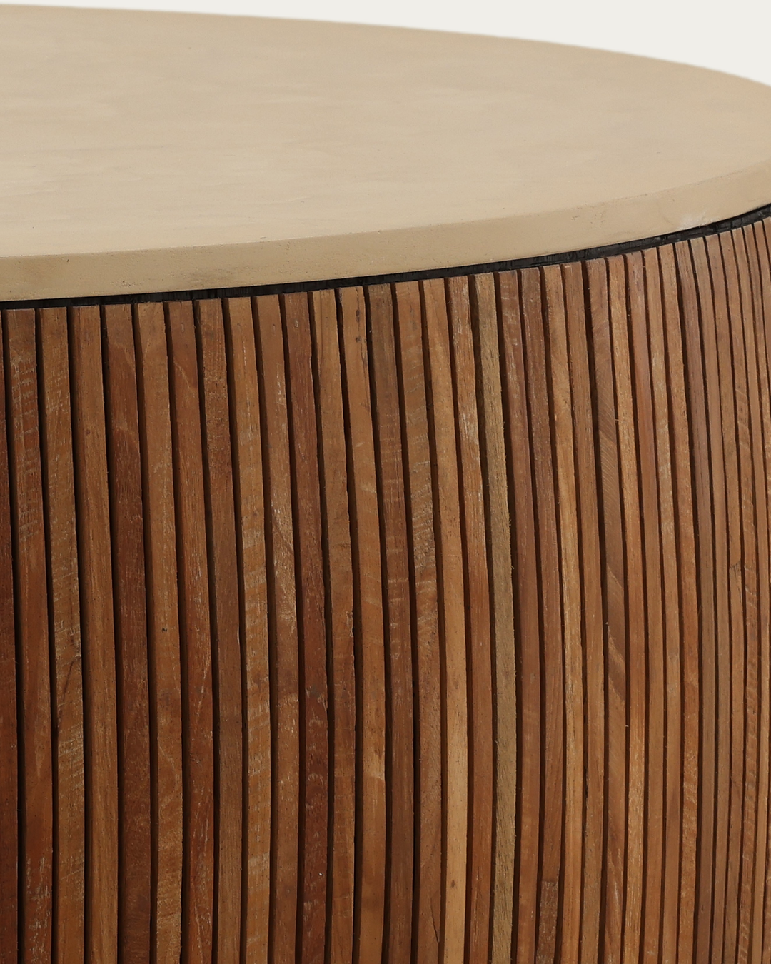 living room furniture modern mountain micro cement and teak wood coffee table Hello Norden - Ottar Coffee Table, detail view
