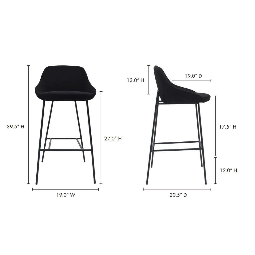 Rasmus Black Bar Chair - Bar Stools - Hello Norden