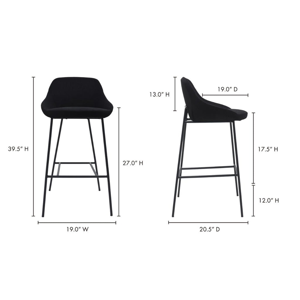Rasmus Black Bar Chair - Bar Stools - Hello Norden