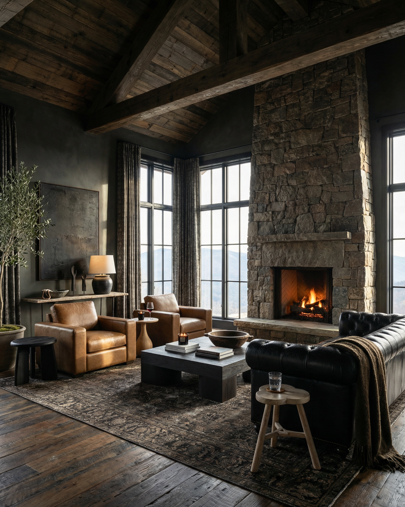 reclaimed wood side table stool clover farmhouse modern mountain living room furniture vintage decor Hello Norden