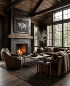 living room furniture modern mountain side table Hello Norden - Runar Marble Side Table, styled in a modern rustic room