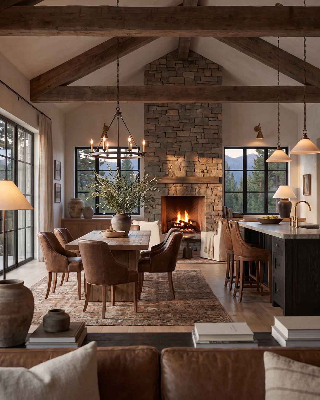 modern mountain Rurik Counter Stool Hello Norden, shown in a rustic modern room