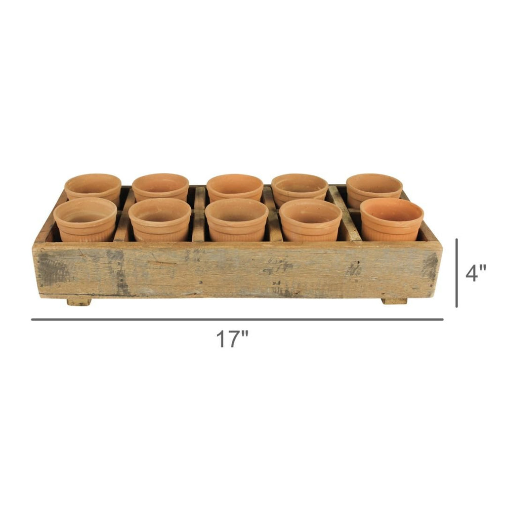 Rustic Wood Terracotta Vase Caddy - Planters & Pots - Hello Norden