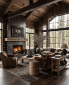 living room furniture modern mountain pedestal Hello Norden - Rustics Teak Pedestal, styled in a modern rustic room