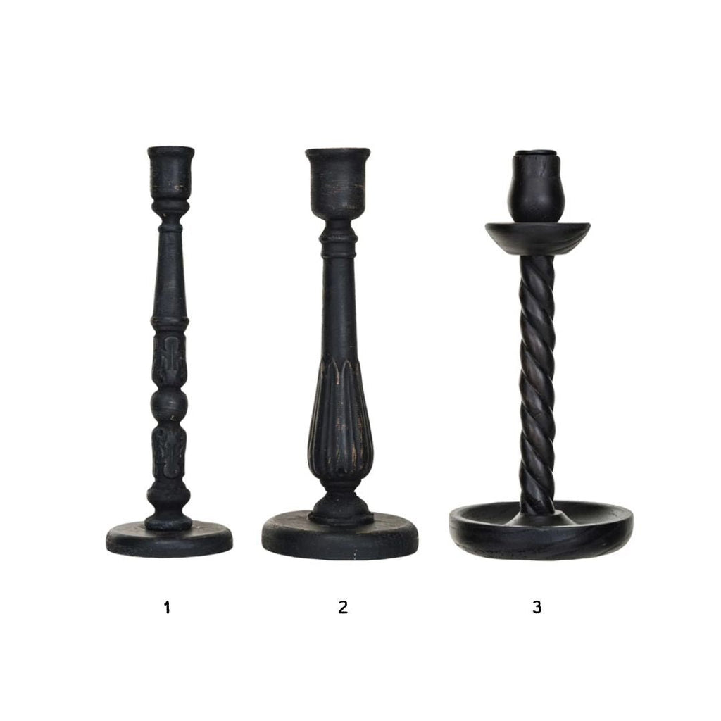 Sanna Carved Wood Taper Holders - Candle Holders - Hello Norden