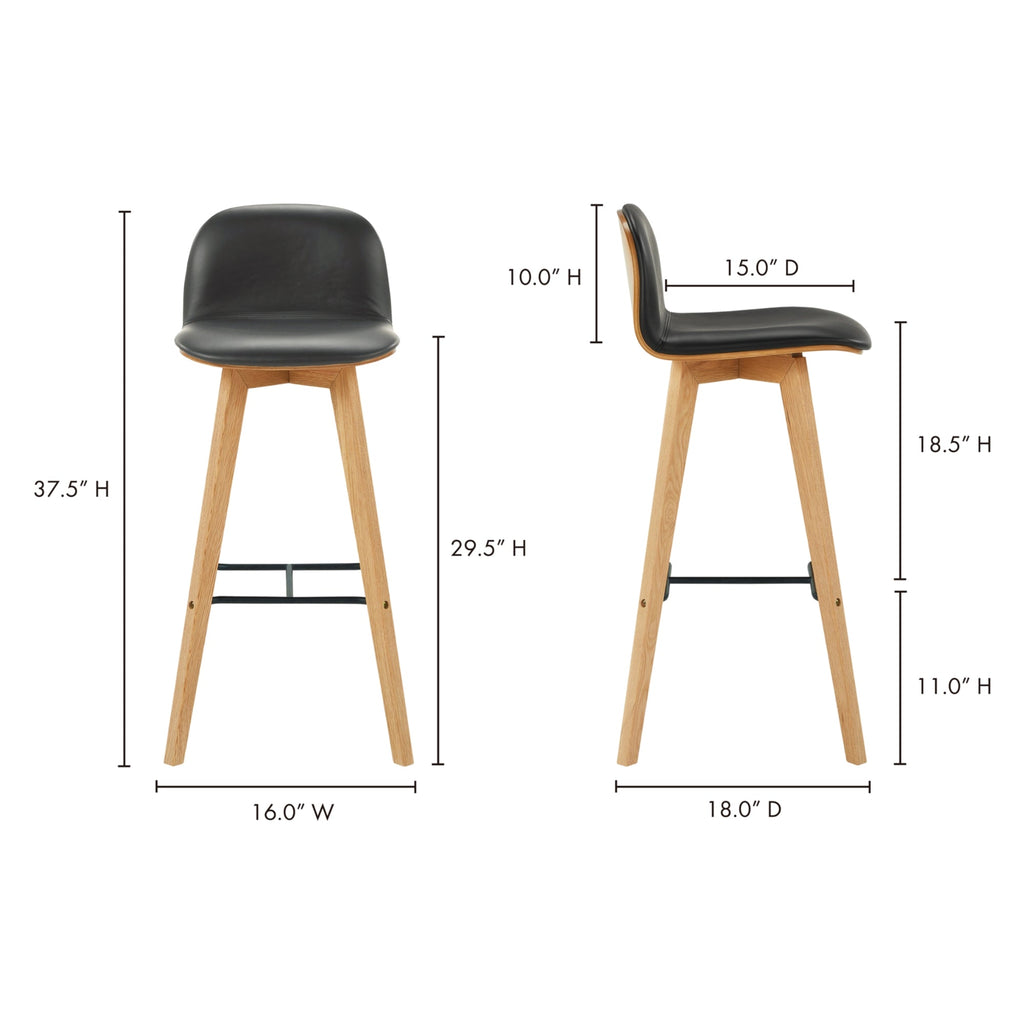 Sebastian Leather Bar Chair - Bar Stools - Hello Norden
