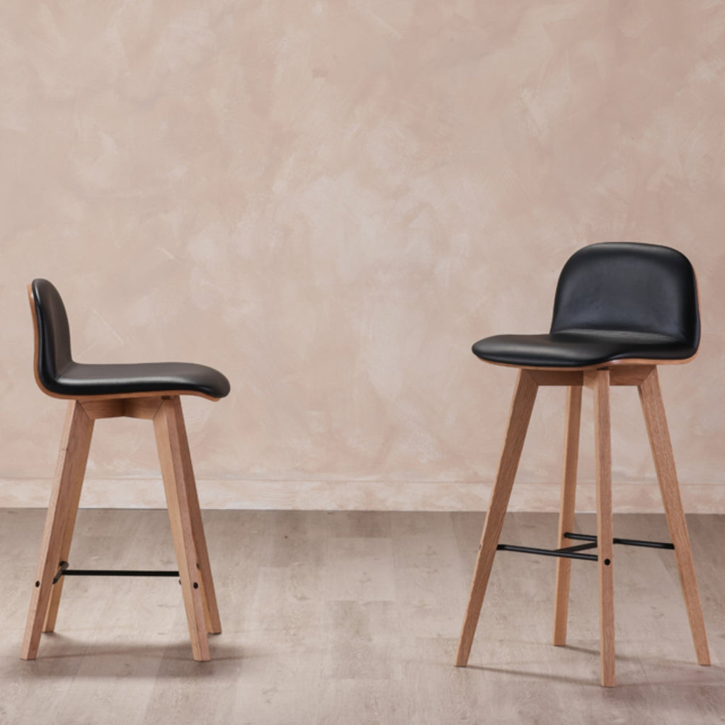 Sebastian Leather Bar Chair - Bar Stools - Hello Norden