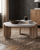 living room furniture modern mountain coffee table Hello Norden - Signe Coffee Table, styled in a modern rustic room
