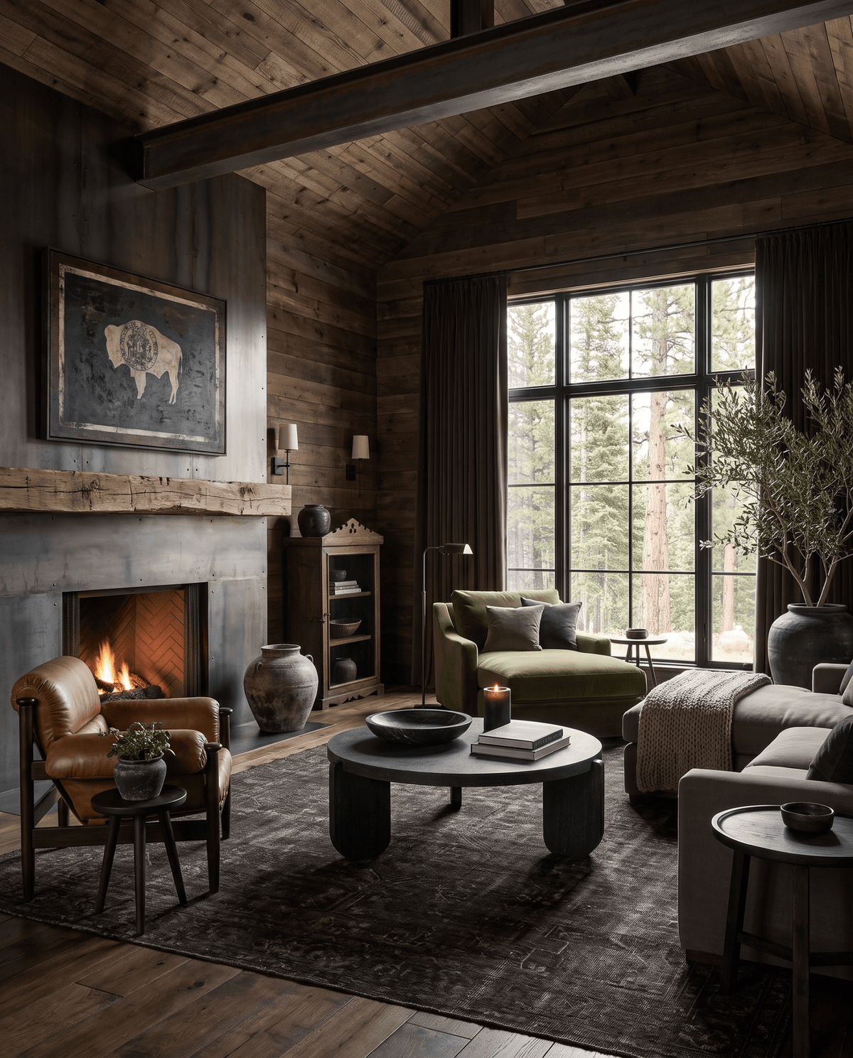 living room furniture modern mountain coffee table Hello Norden - Signe Coffee Table, styled in a modern rustic room