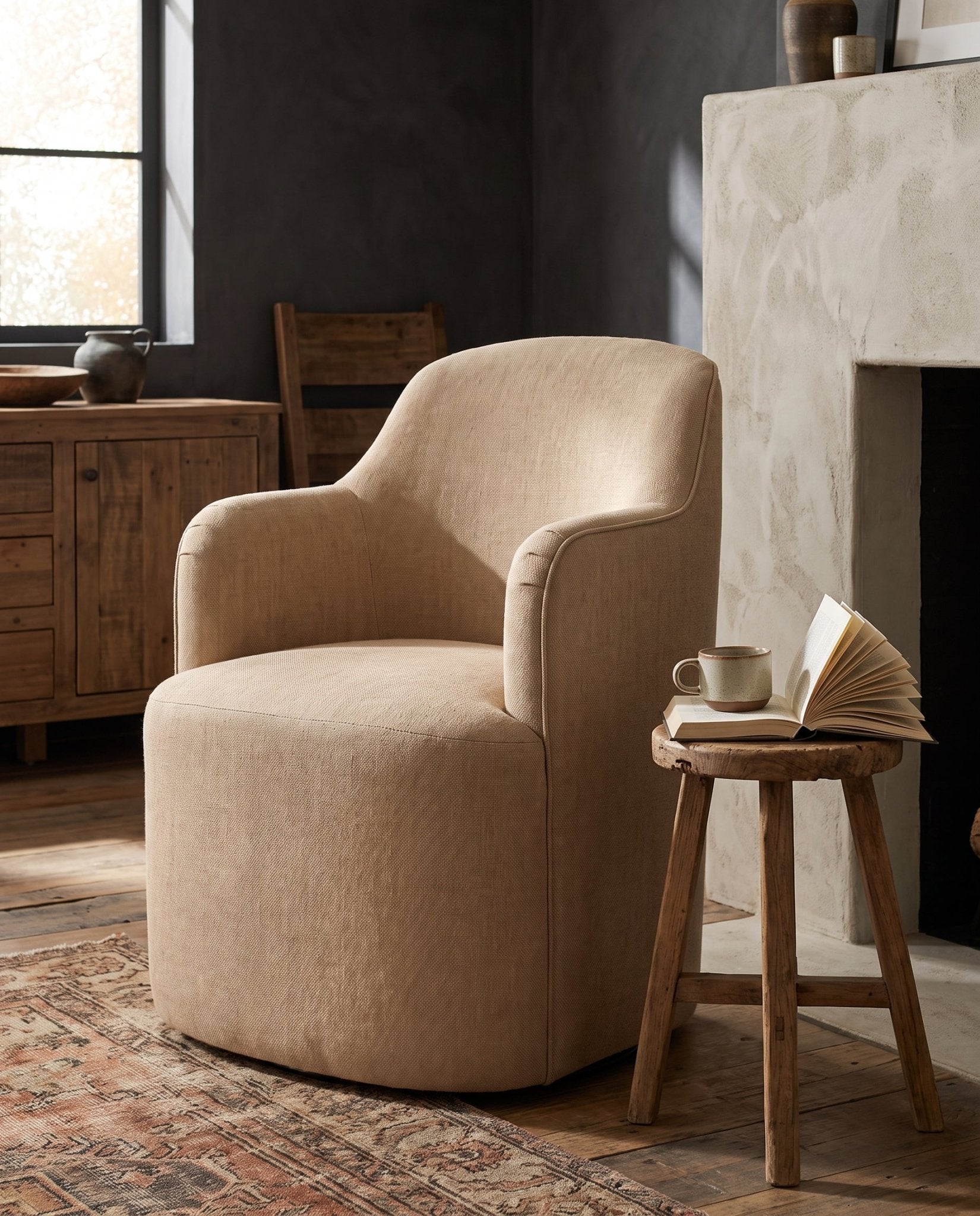 dining room furniture modern mountain velvet fabric dining chair Hello Norden - Sigrun Dining Chair, styled in a modern rustic room
