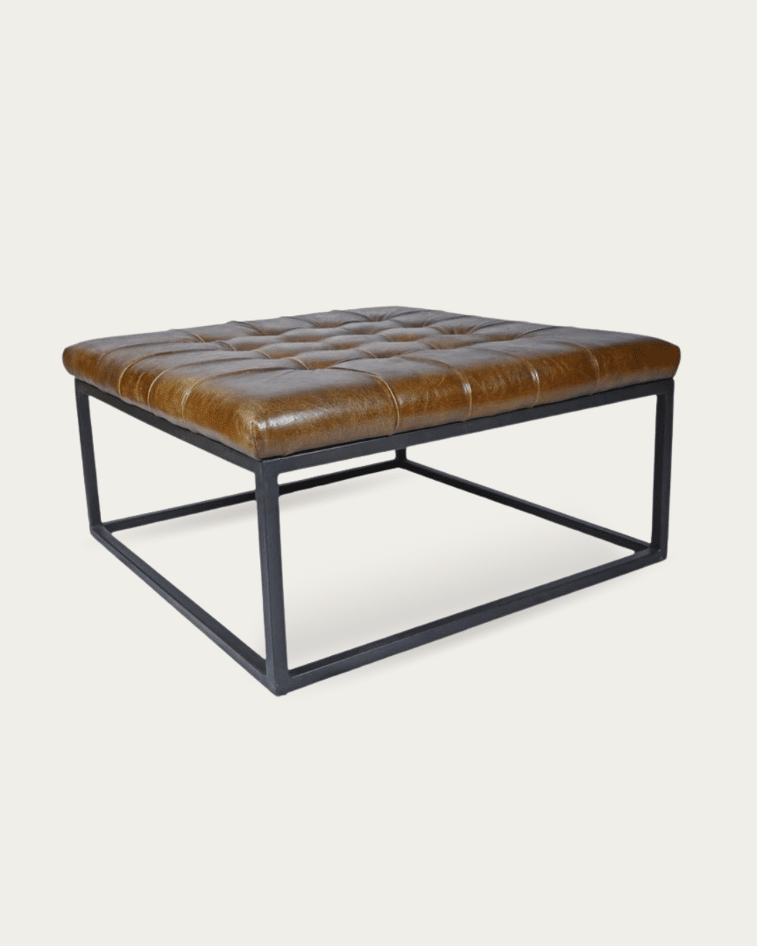 Selma Leather Ottoman Square - Ottomans & Poufs - Hello Norden