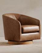 Eeva Leather Swivel Chair - Lounge Chairs - Hello Norden