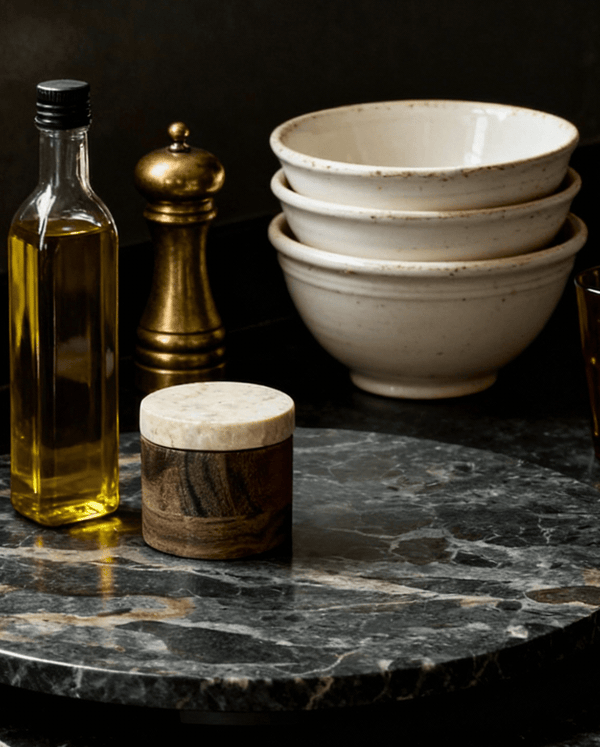  spice container wood container with. marble lid salt cellar herb storage jar Hello Norden