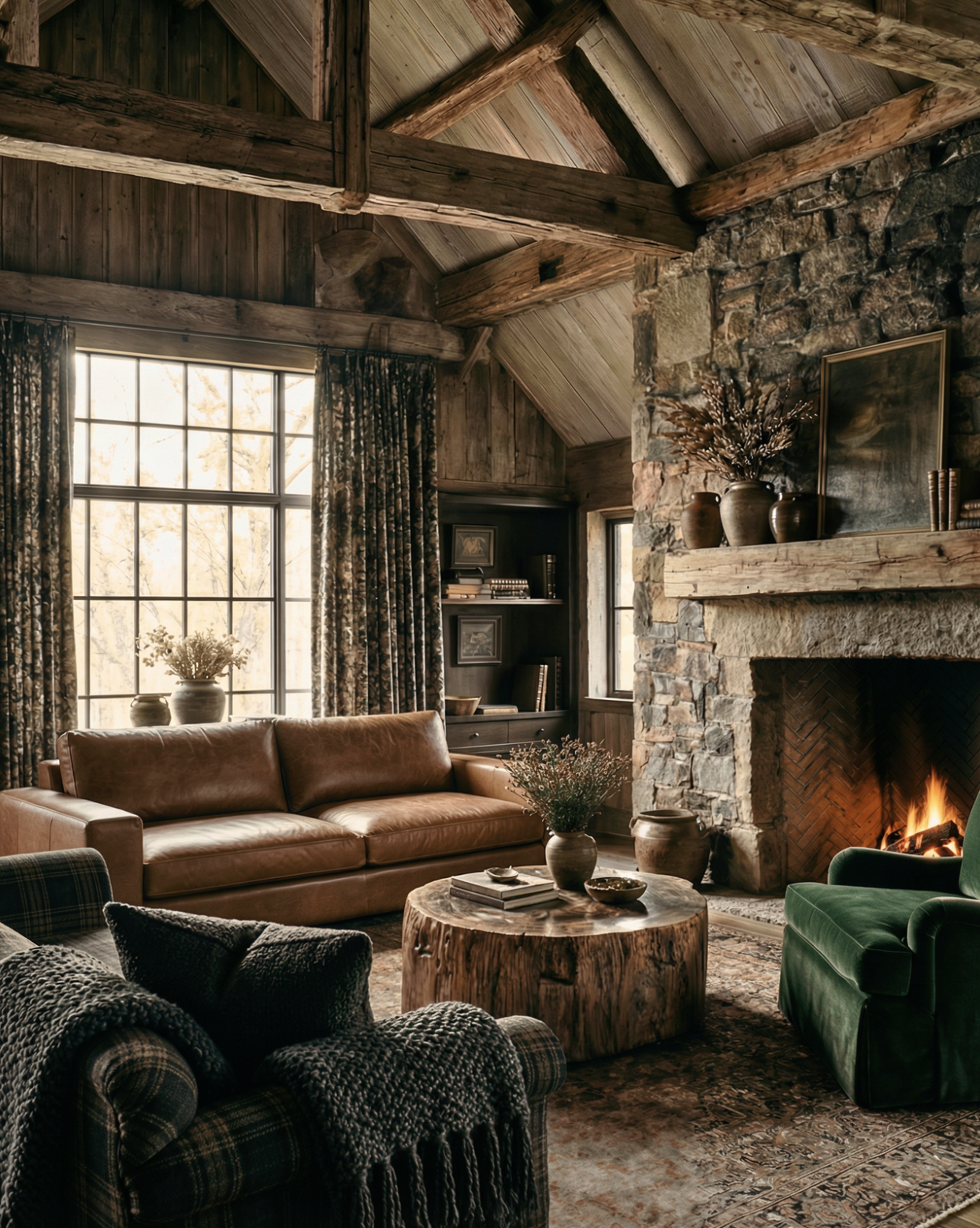 tan leather chunky modern leather sofa couch 10" wider arms made to order custom couch Hello Norden