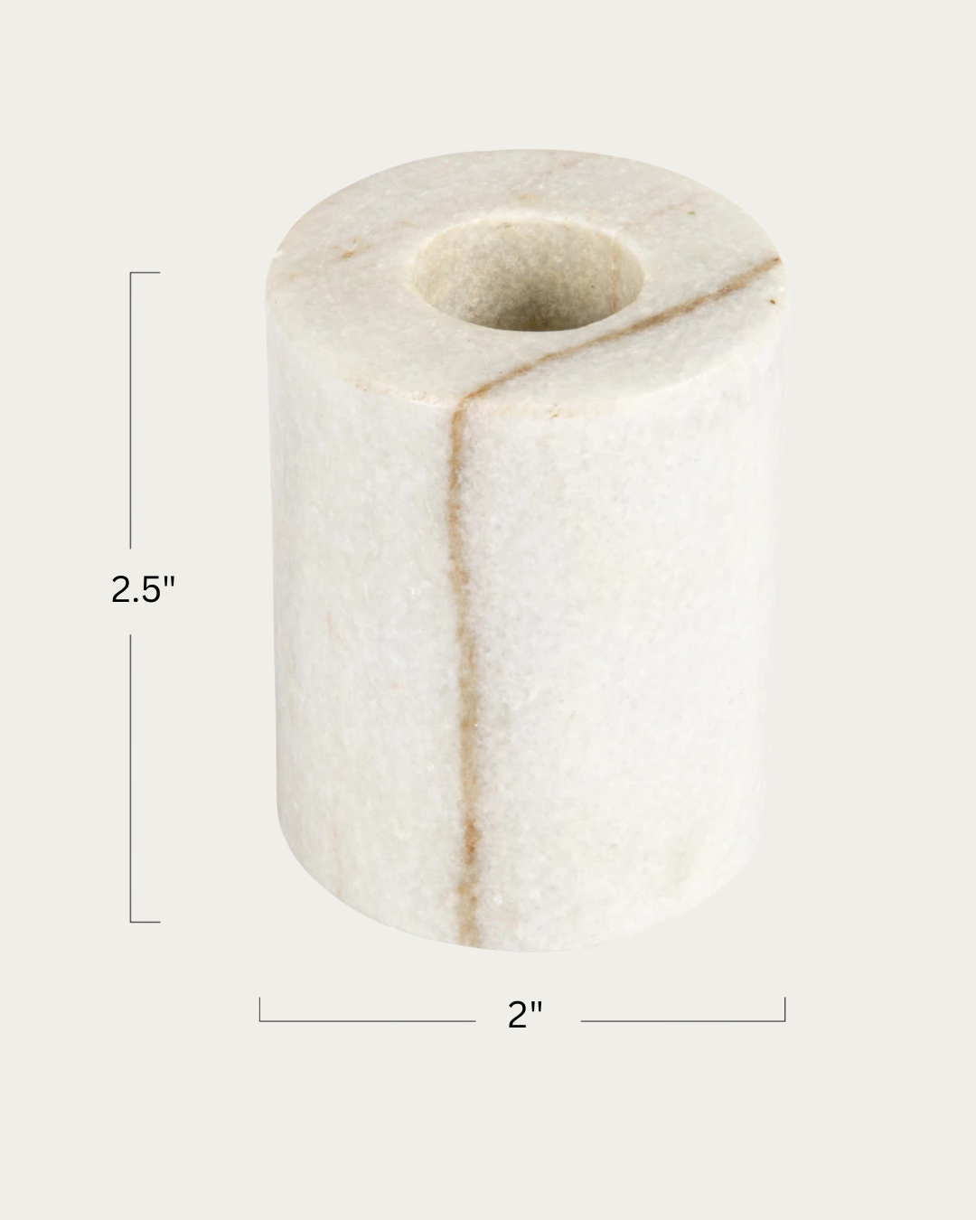 Marble cube with dimensions on a white background