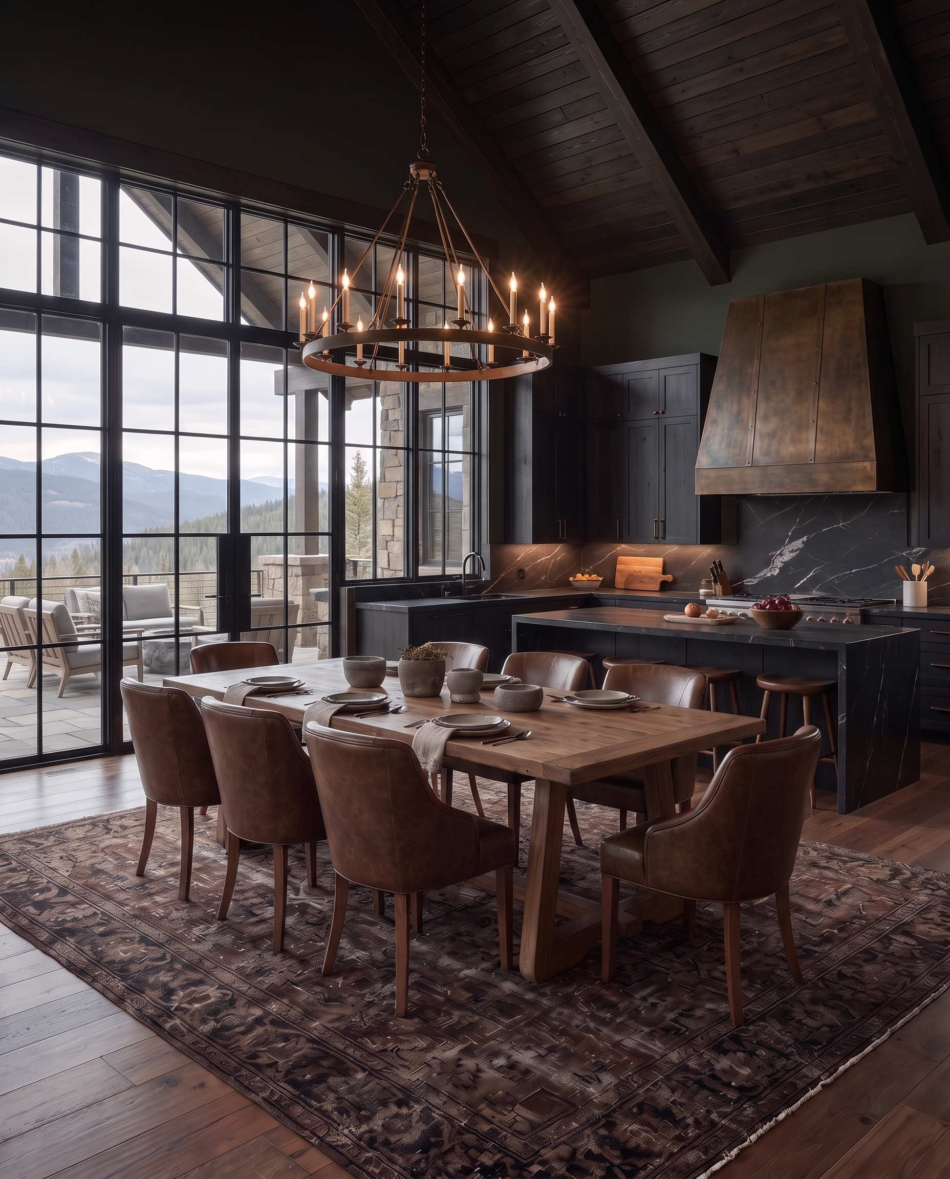 dining room furniture modern mountain dining table Hello Norden - Tarjei Dining Table, styled in a modern rustic room