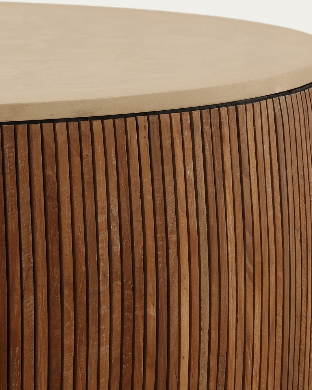 living room furniture modern mountain micro cement and teak wood coffee table Hello Norden - Ottar Coffee Table, detail view