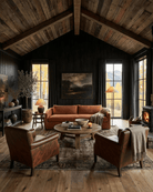 terracotta linen slipcovered sofa living room custom furniture modern mountain Hello Norden
