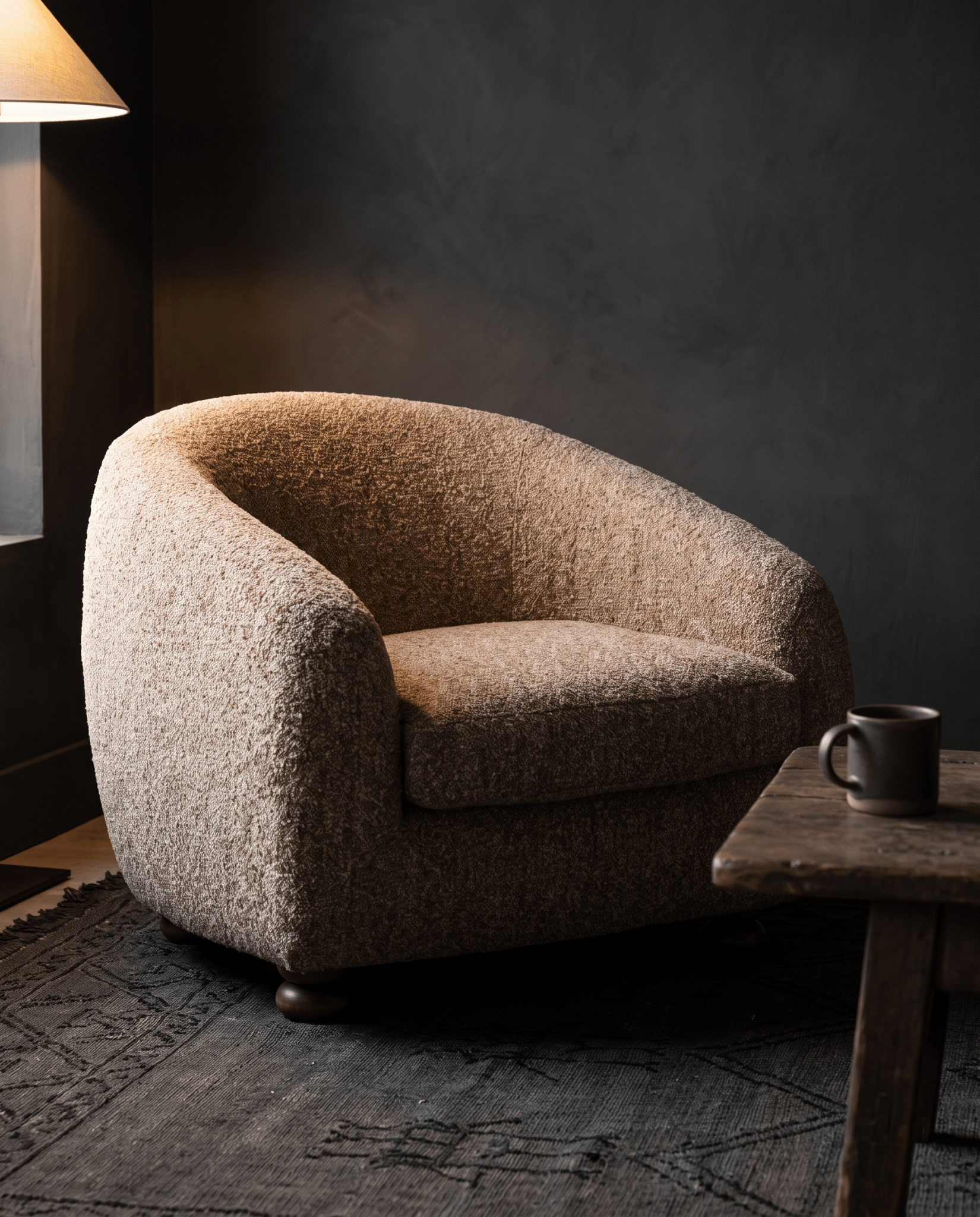living room furniture modern mountain chair Hello Norden - Tomas Occasional Chair, styled in a modern rustic room
