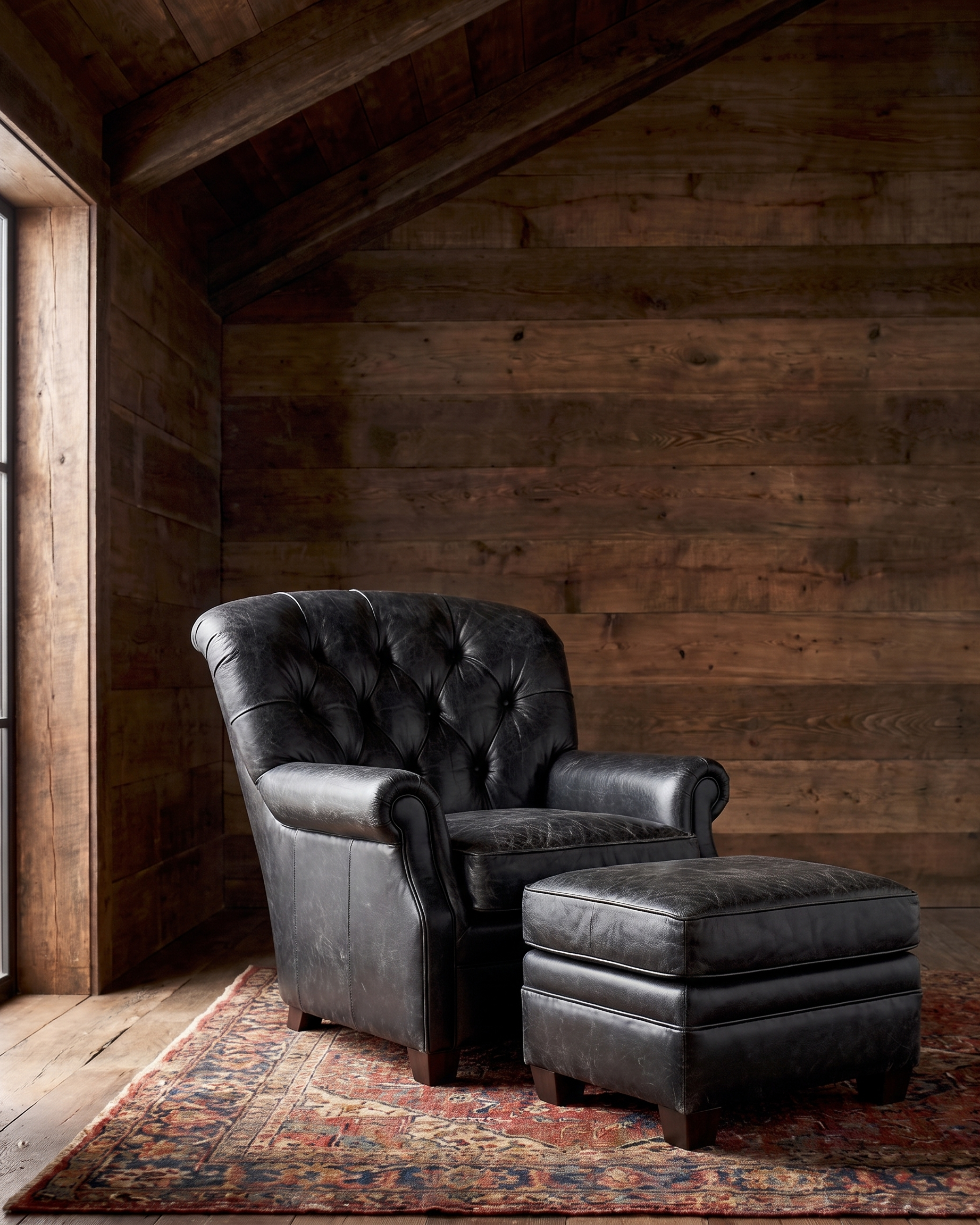 Hello Norden - Tyler Lounge Chair - with the matching Tyler Ottoman Custom Furniture Modern Mountain Living Room 