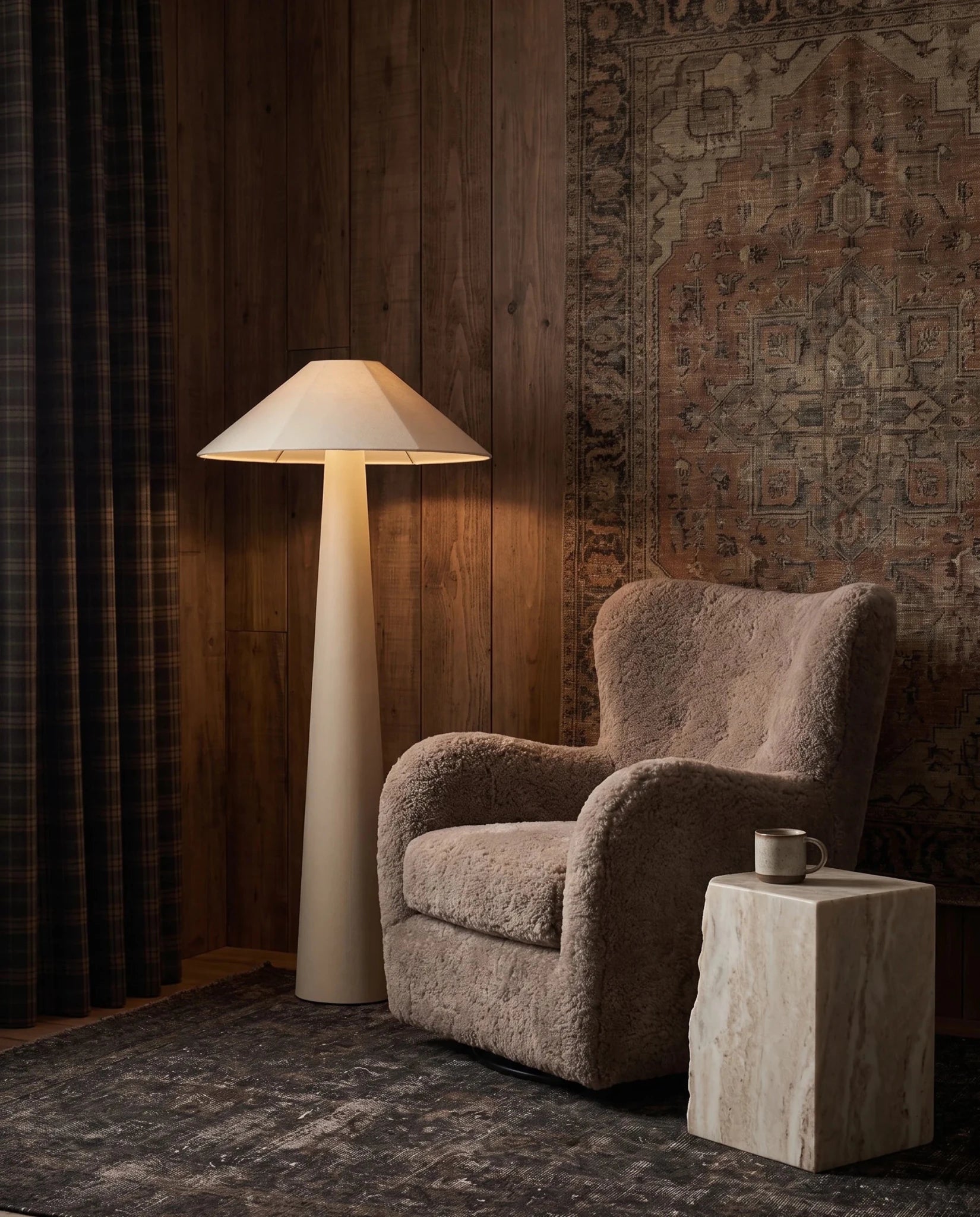Modern Mountain cream cloth floor lamp living room furniture and vintage decor