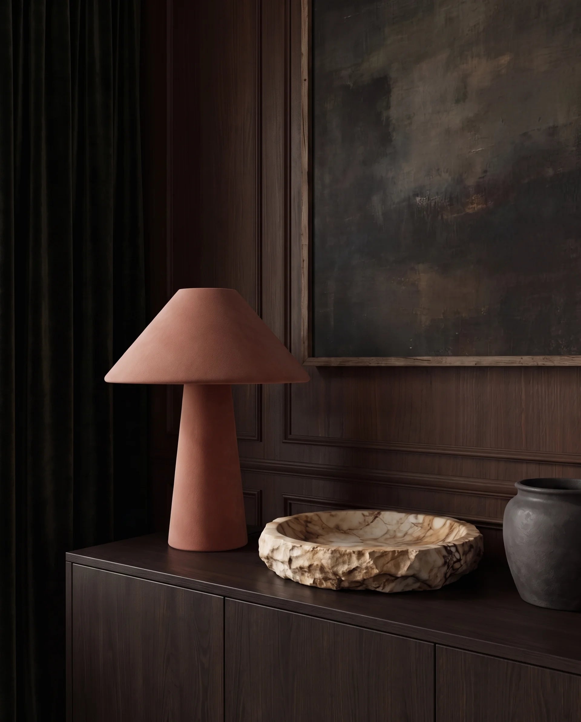 living room furniture modern mountain  table lamp Hello Norden - Ingebjorg Table Lamp fabric heritage mauve pink lamp