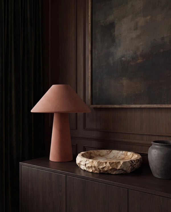 living room furniture modern mountain  table lamp Hello Norden - Ingebjorg Table Lamp fabric heritage mauve pink lamp