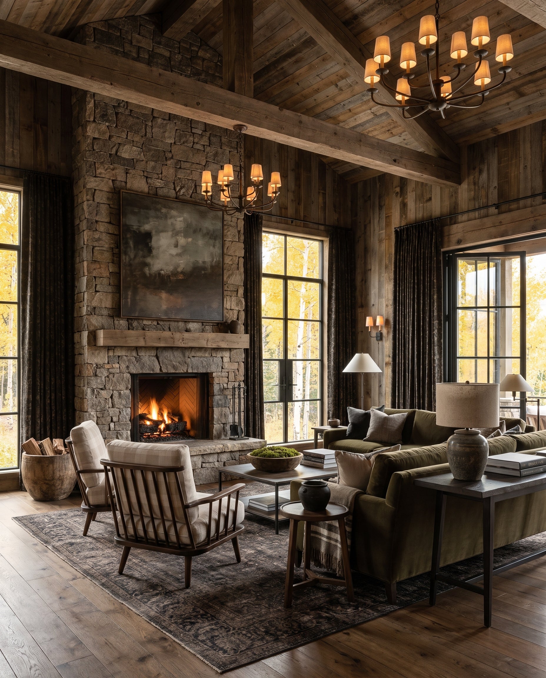 living room furniture modern mountain upholstery: 77% polyester 23% rayon lounge chair Hello Norden - Sturla Accent Chair, styled in a modern rustic room
