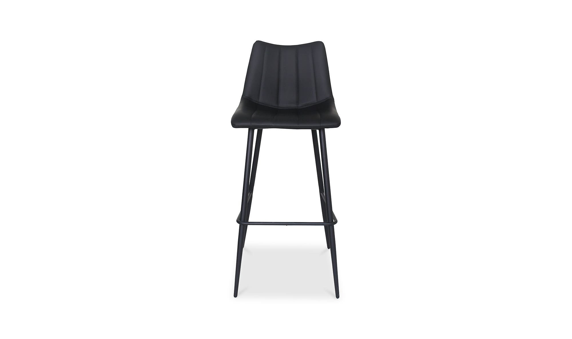 Valdemar Leather Bar Stool - Black - front
