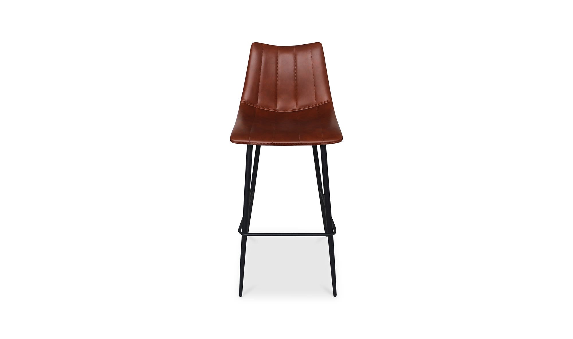 Valdemar Leather Bar Stool - Brown - front