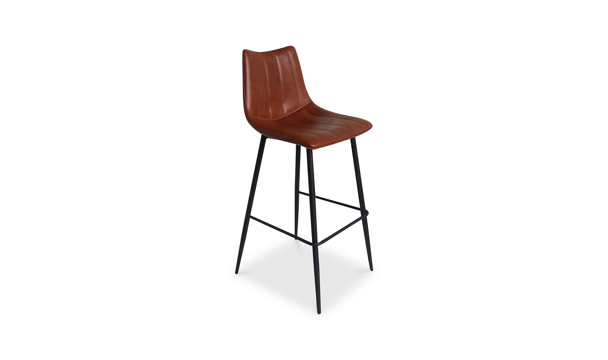 Valdemar Leather Bar Stool - Brown - angle